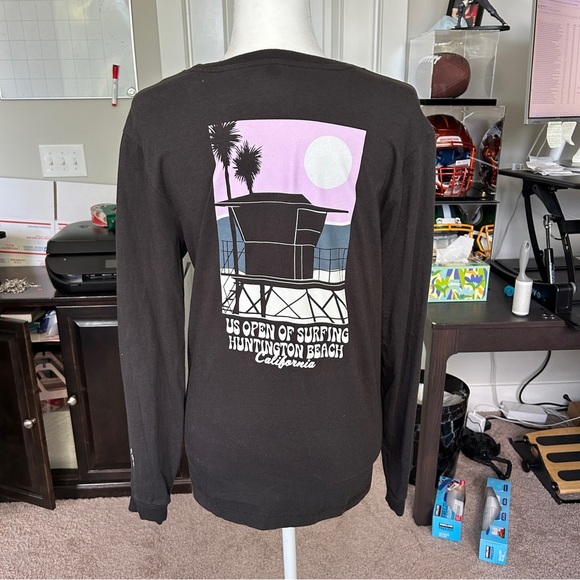 Vans RARE US Open of Surfing Huntington Beach Black Long Sleeve Tee Size Large - Picture 4 of 10